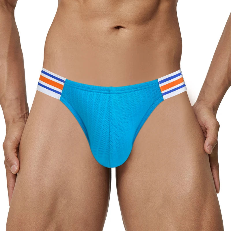 Men’s Breathable Brief Underwear 1/2/3/4PCS – High Fork Triangle Design with Striped Elastic Waistband Comfort Fit