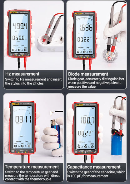 ANENG 681 Rechargeable Digital Multimeter — Professional Non-Contact AC/DC Voltage & Current Tester with LCD Screen