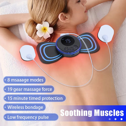 Rechargeable Neck Massager - EMS Electric Cervical Massage Patch with Low Frequency Pulse for Muscle Pain Relief