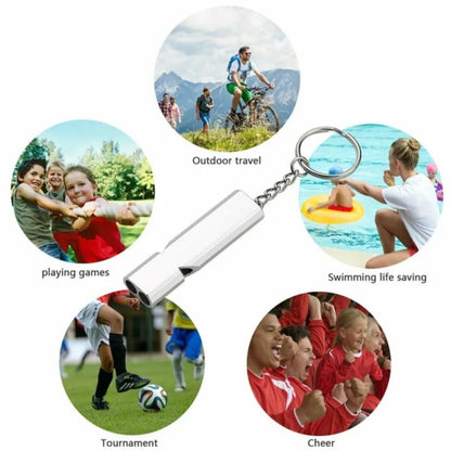 Outdoor EDC Survival Whistle – High Decibel Double Pipe Stainless Steel Keychain