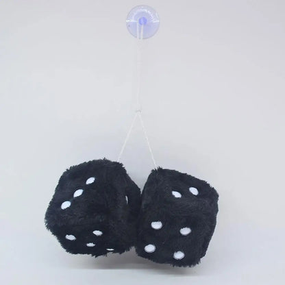 Long Hair Hot Stamping Dot Dice Plush Toy Cube – Anime Car Ornament & Decoration Pendant Accessory