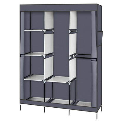 71" Portable Closet Wardrobe – Gray Clothes Rack with Shelf, Storage Organizer