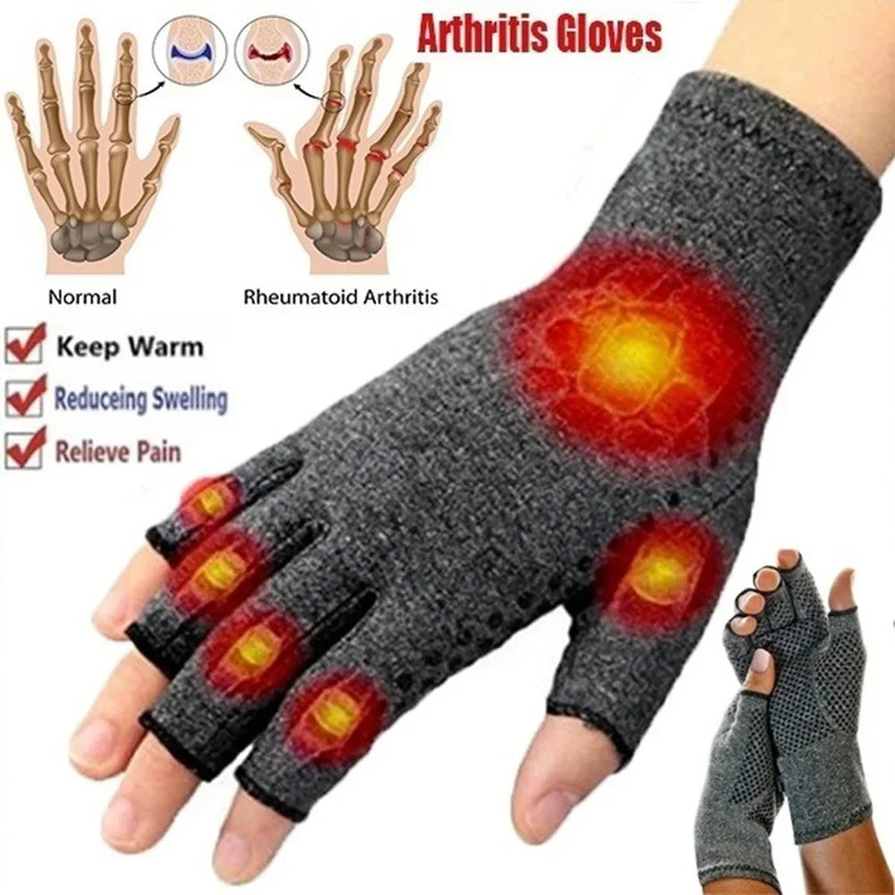 Compression Arthritis Gloves – Wrist Support Therapy, Joint Pain Relief, Half-Finger Gloves for Cycling & Daily Use