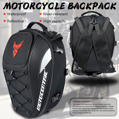 Waterproof Motorcycle Saddle Bag - Reflective, Multi-functional Motorcycle Backpack, High-Capacity Tail Bag Luggage