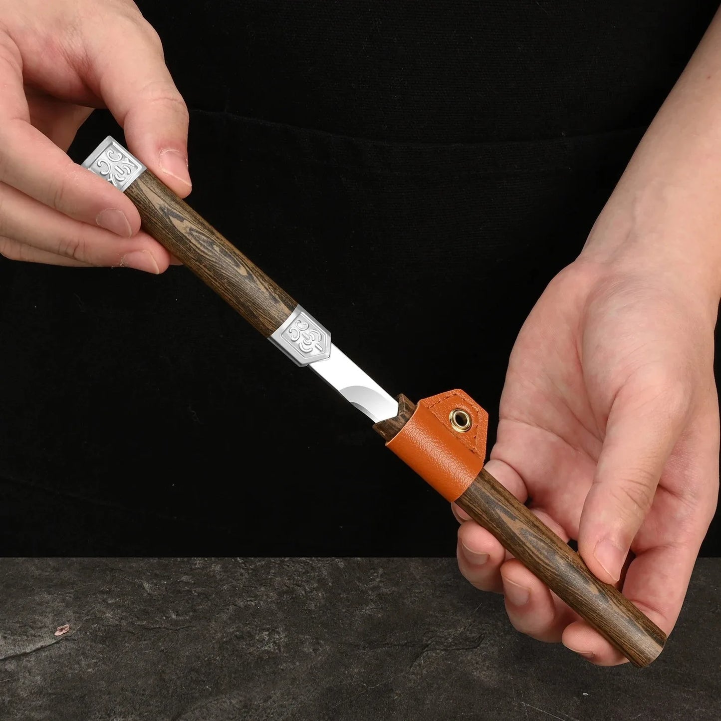 High Hardness Stainless Steel Fruit Knife - Kitchen Use with Imitation Wood Grain Handle