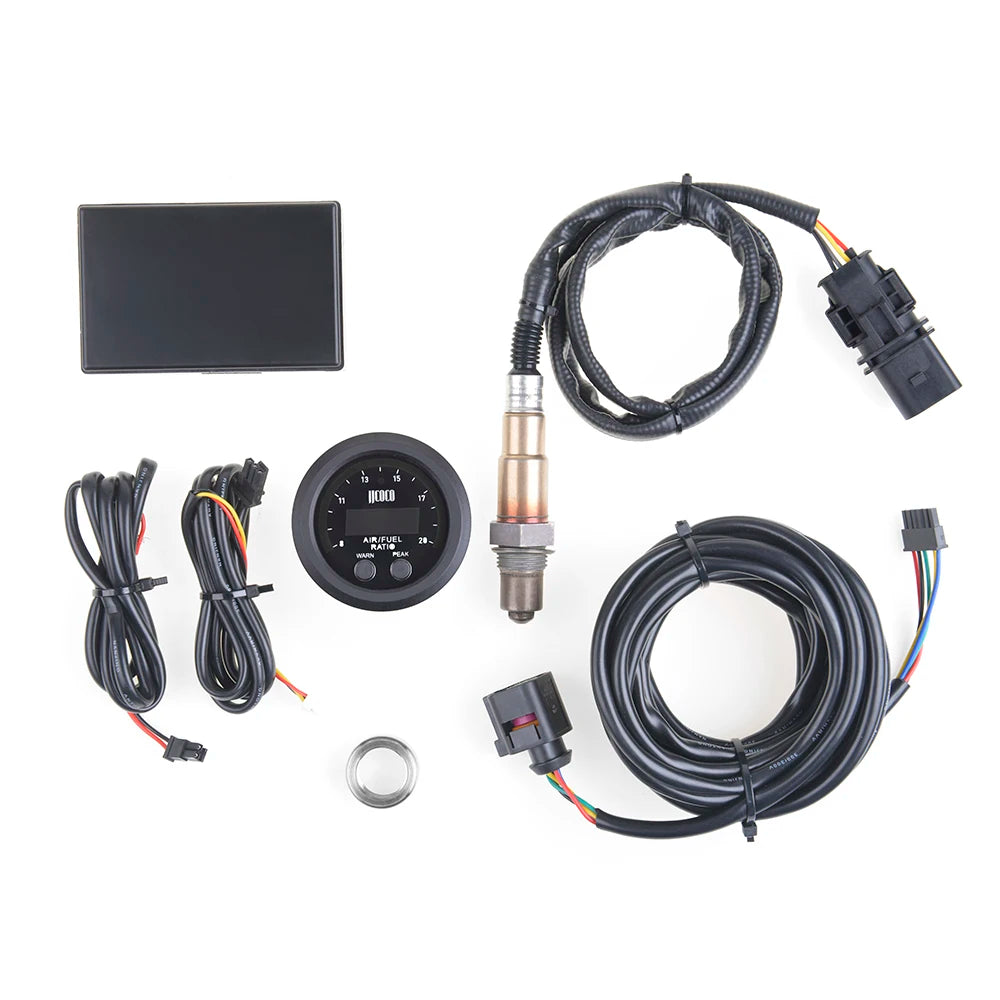 52MM Air Fuel Ratio Gauge — Ultra-Thin Round S-Series LED Digital Display with Wideband O2 Oxygen Sensor, 12V