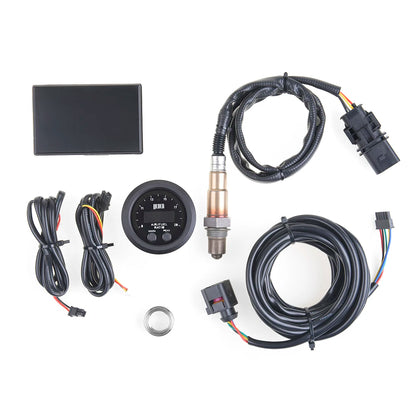 52MM Air Fuel Ratio Gauge — Ultra-Thin Round S-Series LED Digital Display with Wideband O2 Oxygen Sensor, 12V