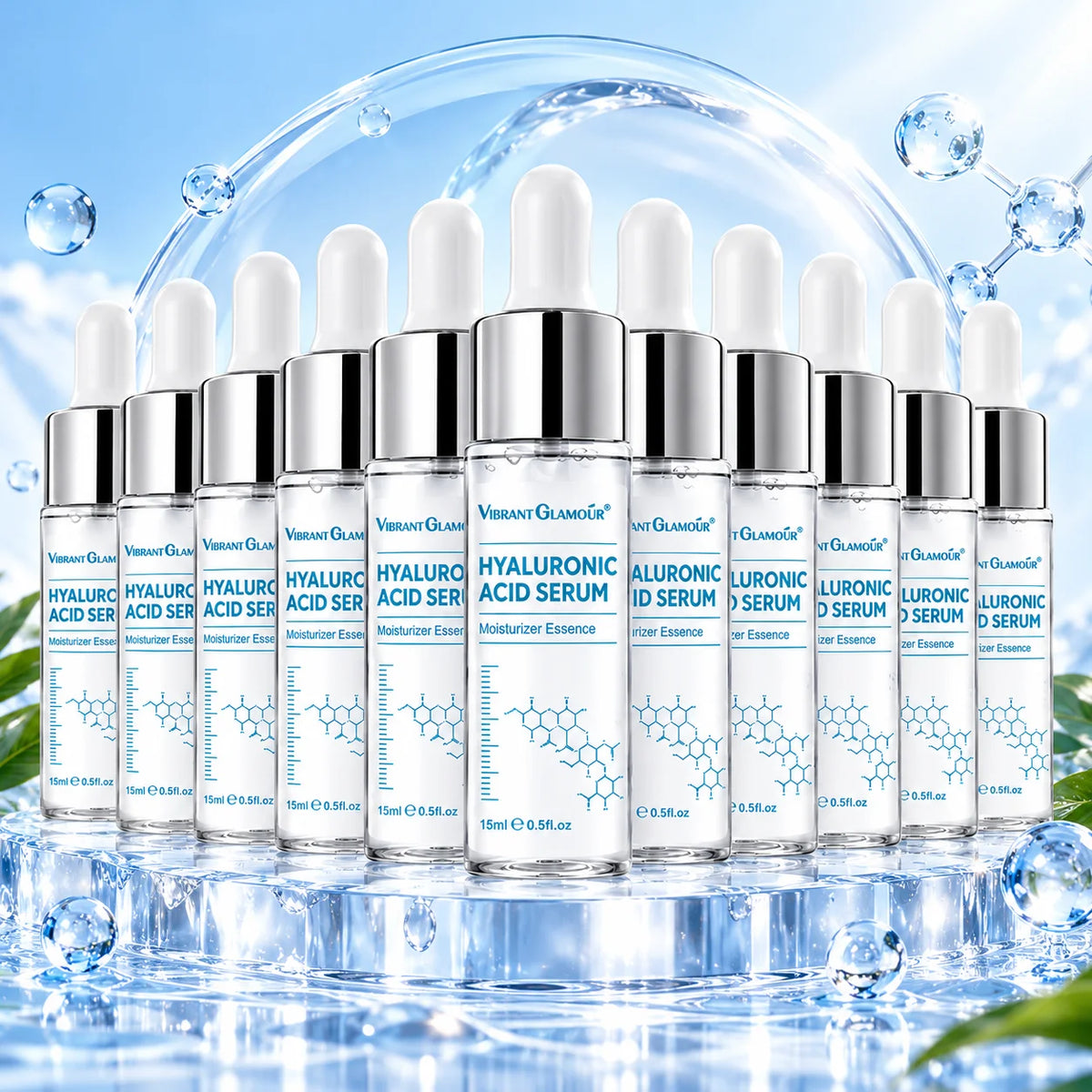 VIBRANT GLAMOUR 10-Piece Peptide Collagen Facial Serum Set - Anti-Aging Moisturizing Skin Care for Fine Lines, Firmness, and Radiance