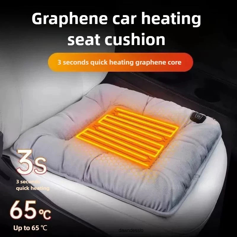 Plush Heated Seat Cushion - Quick-Heating 12V Electric Seat Pad for Cars & Home Use