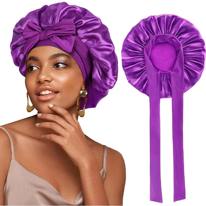 New Satin Sleeping Hat for Women – Stretchy Tie Band, Adjustable Night Shower Cap, Hair Head Cover Bonnet Turban