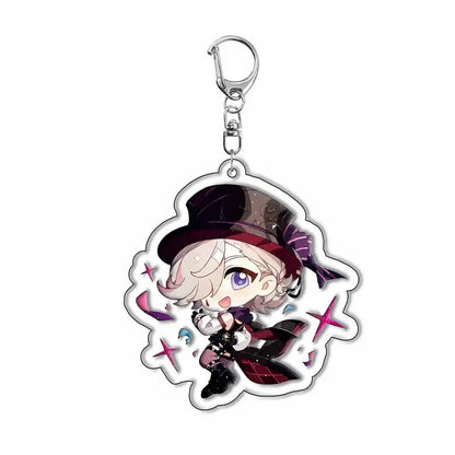 Genshin Impact Sigewinne Arlecchino & Charlotte Keychain – Anime Game Acrylic Backpack Pendant Accessory