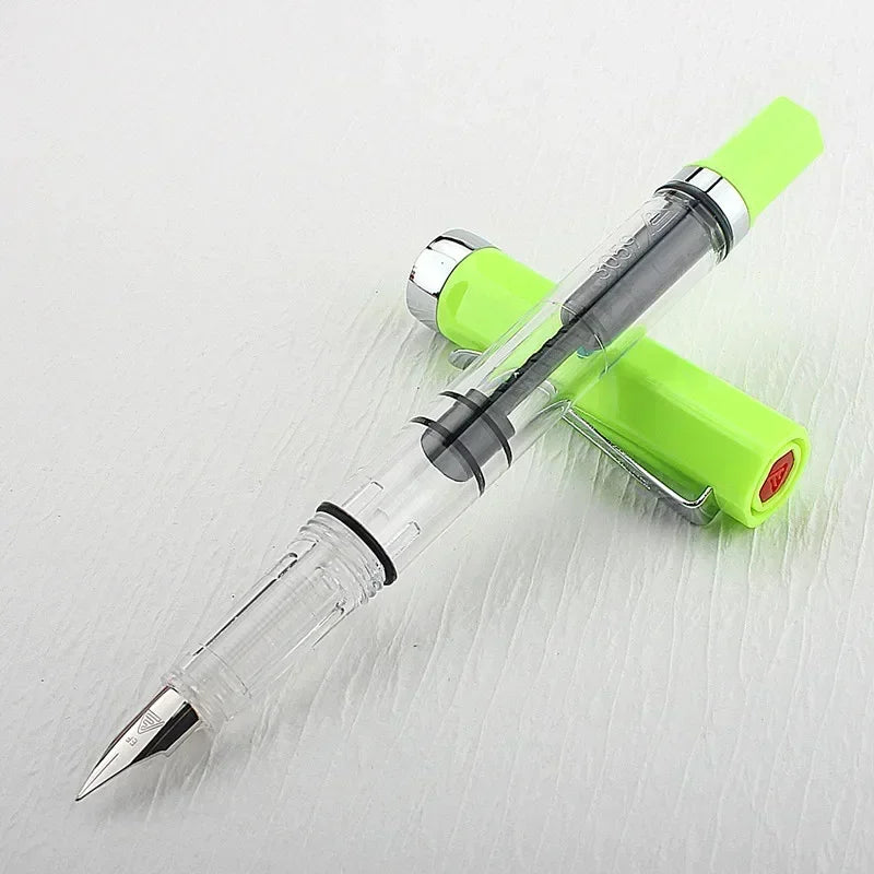 3059 Piston Fountain Pen – High-Quality Transparent Resin with EF/F Nib (0.38/0.5mm) for Business & Gift