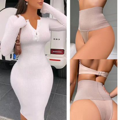 Women's Tummy Control Thongs - High Waist Slimming Underwear, Flat Belly Shaper, Butt Lifter and Belly Cincher Brief Body Shaper