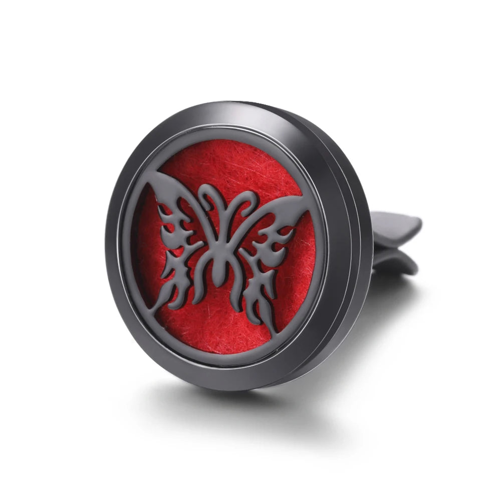 All-Black Tree of Life Car Air Freshener – Stainless Steel Aromatherapy Essential Oil Diffuser Locket Pendant