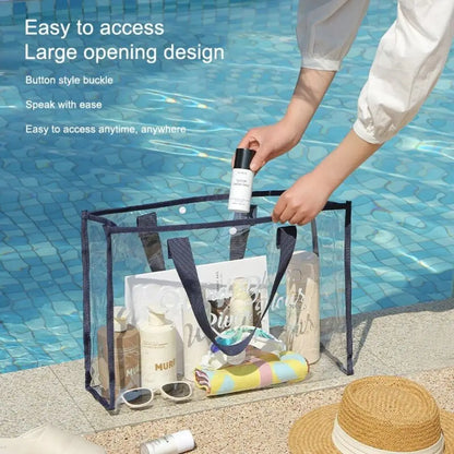 Transparent Waterproof Portable Cosmetic Bag - Fashionable PVC Travel & Beach Bag