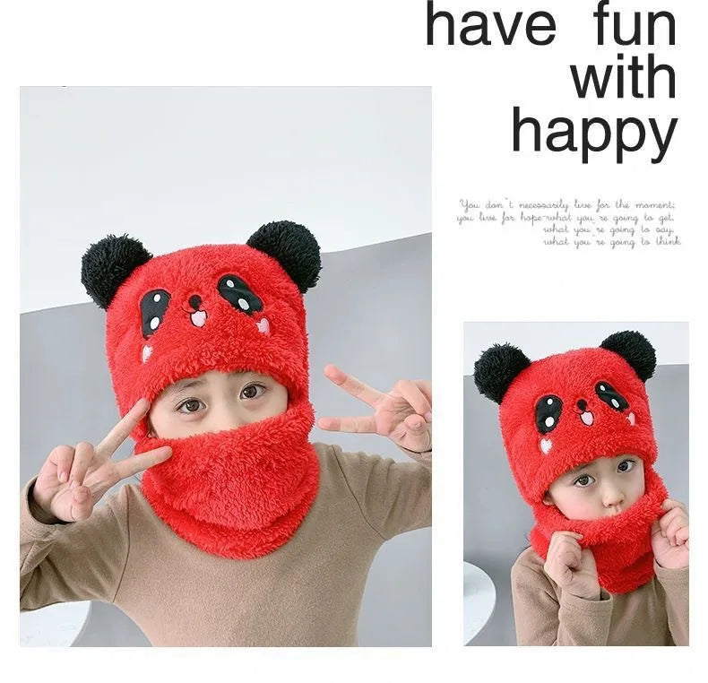 Fashionable Kids Beanie Set - Autumn & Winter Cartoon Scarf Hat, Double Layer Wool, Warm Boys & Girls Winter Hat
