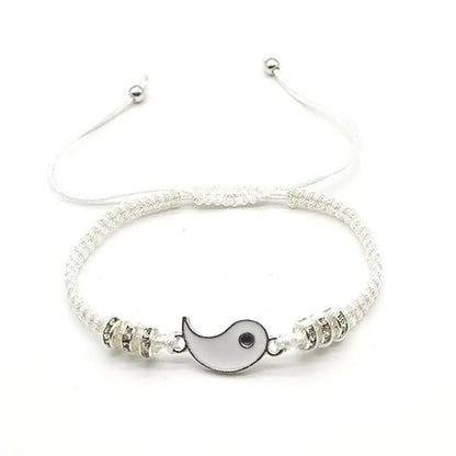 Couple Tai Chi Black & White Adjustable Rope Bracelet Set – Minimalist Jewelry for Daily Wear and Matching Accessories