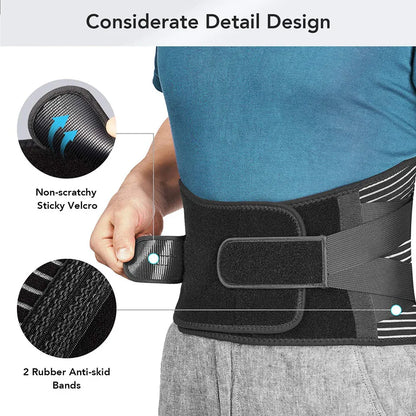 AOLIKES Lower Back Brace with 6 Stays – Anti-Skid Orthopedic Lumbar Support Belt, Breathable Waist Support for Gym & Pain Relief