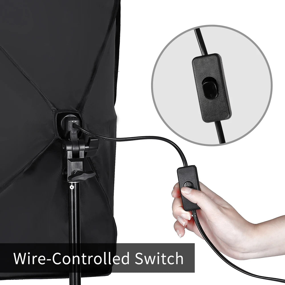 30W-40W Photography Softbox Lighting Kit – 50x70CM Continuous Soft Light for Studio and Portrait Shooting