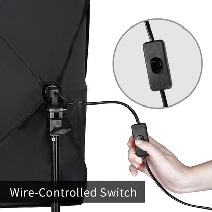 30W-40W Photography Softbox Lighting Kit – 50x70CM Continuous Soft Light for Studio and Portrait Shooting