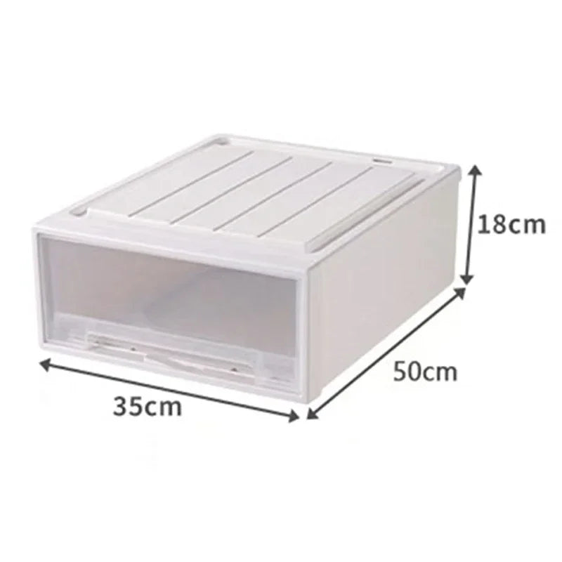 Wardrobe Storage Box – High-Capacity Transparent Stackable Drawer Container for Household Organization
