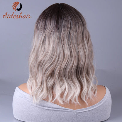 2023 New Synthetic Wig – Internet Celebrity Style with Fringe, Gradual Light Gray European & American Look