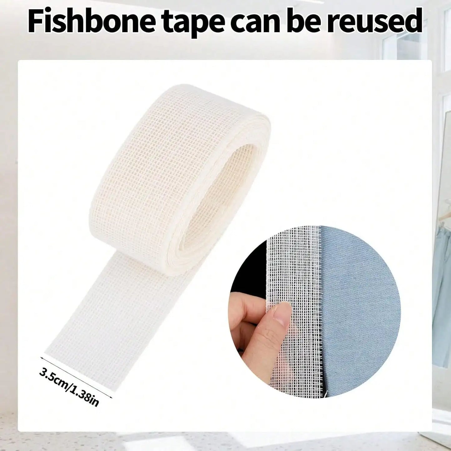 Fabric Hemming Guide - Reusable Fishbone Tape for Narrow & Curved Hems on Dresses and Skirts