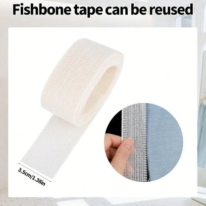 Fabric Hemming Guide - Reusable Fishbone Tape for Narrow & Curved Hems on Dresses and Skirts