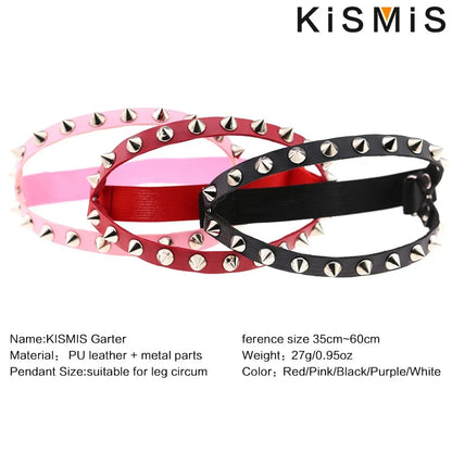 Punk Leather Garter Belt - Double Row Rivet Thigh Ring Body Chain Accessory for Women & Men