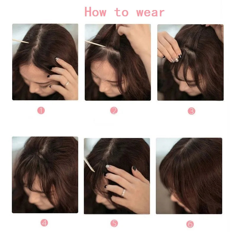 Synthetic Invisible Air Bangs Hair Extensions – Fake Front Fringe Hairpiece, Black & Brown Clip-In Bangs for Women