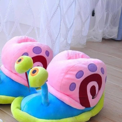 SpongeBob Gary Plush Slippers — Soft Cotton Cartoon Shoes for Boys & Girls, Warm Winter Home Footwear