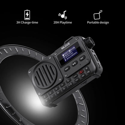 MLOVE BV800 Super-Portable Bluetooth Speaker - FM Radio, LCD Screen, Antenna, AUX Input, USB Disk, TF Card, MP3 Player