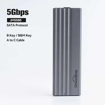 UnionSine 20Gbps M.2 PCIe SSD Case – Dual Protocol M.2 to USB Type-C 3.1 Adapter for NVMe, NGFF, and SATA SSD