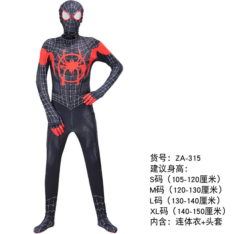 Men's Amazing Spiderman Cosplay Costume – Miles Morales Superhero Zentai Bodysuit Jumpsuit for Boys, Girls, Halloween & Christmas