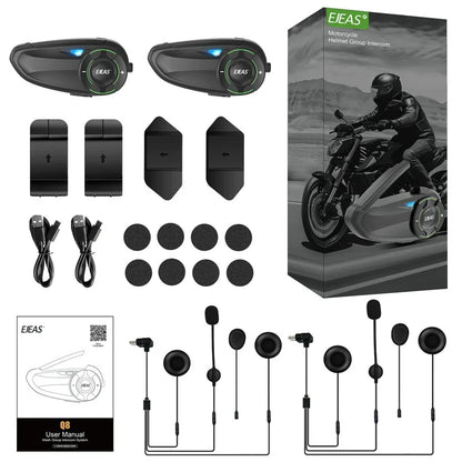 EJEAS Q8 Motorcycle Mesh Intercom – Bluetooth 5.1 Headset with EUC Remote Walkie Talkie for 6 Riders