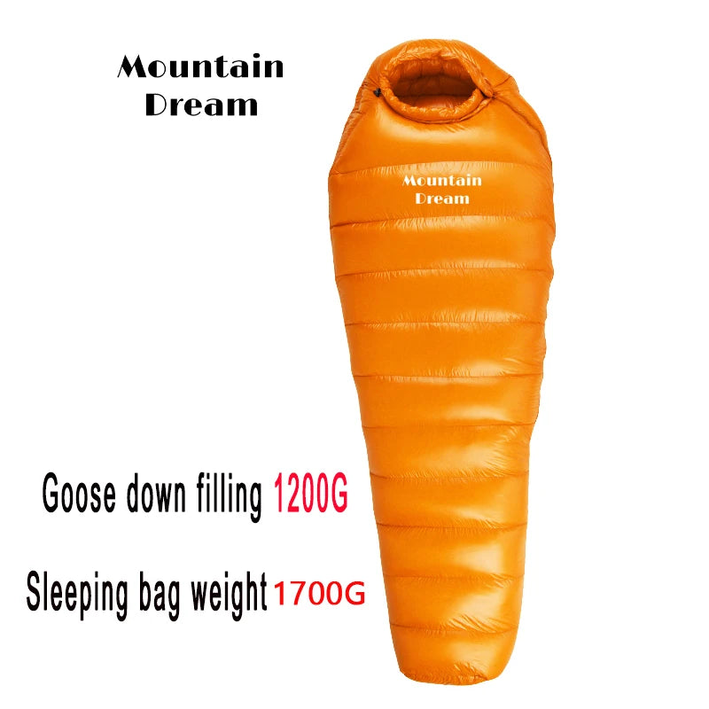 Winter Down Sleeping Bag for Adults – Mummy Style White Goose Down, Warm & Three-Season Camping Bag