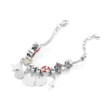 Naruto Anime Charm Bracelet with Figure Pendant & Beads – Akatsuki Cosplay Jewelry Bangle