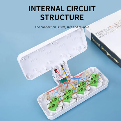 EU Plug Power Strip – 4 AC Outlets, 2 USB & 1 Type-C Ports with Independent Switch and Night Light