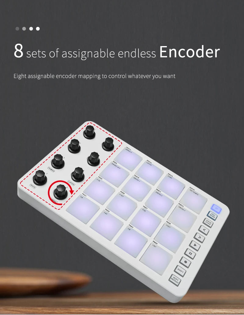 M-VAVE SMC-PAD Wireless MIDI Controller – Portable Percussion Keyboard with USB-C Interface, Compact MIDI Pad for Music Production