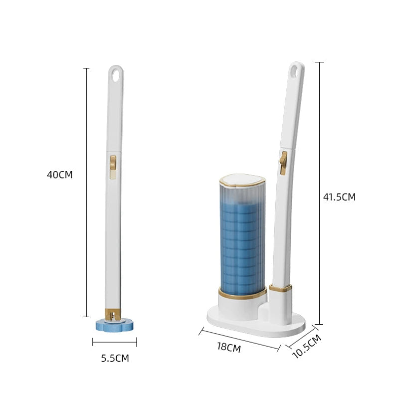 Wall-Mounted Disposable Toilet Brush Set - Easy Replacement Heads, Efficient Cleaning Tool for Bathrooms
