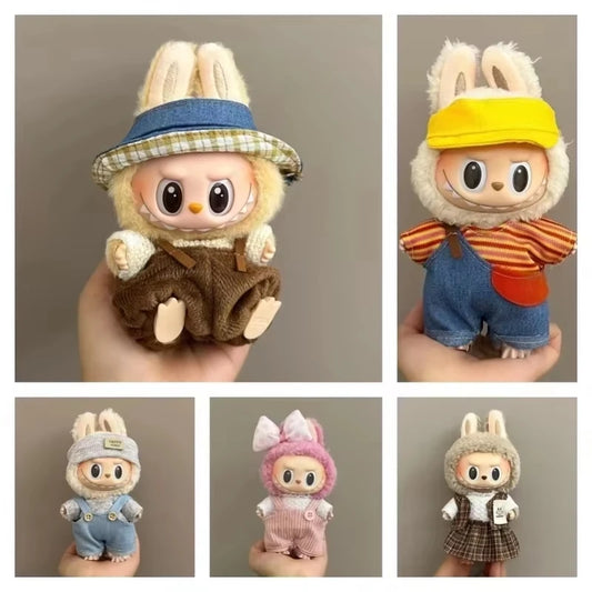 Labubu Doll Clothes Set for V1/V2 — Strap Pants & Cute Skirt Overalls with Accessories, Toy Gift for Kids
