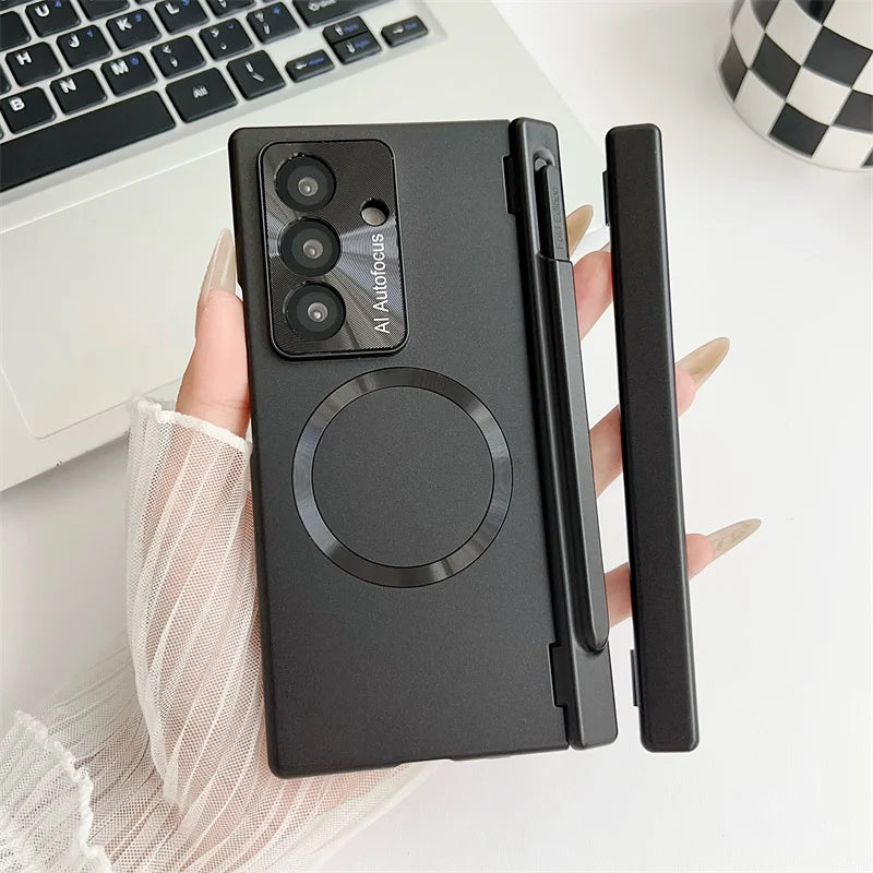 Plated PC Tempered Glass Phone Case - Anti-Fingerprint Drop Protection Cover for Samsung Galaxy Z Fold 7/6/5