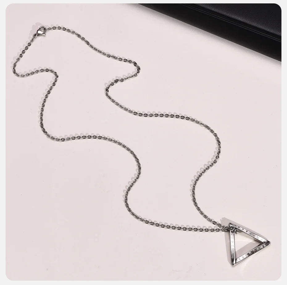 Vnox Norse Viking Pendant Necklace – Twisted Stainless Steel Mobius Triangle, Vegvisir & Valknut Geometric Charm