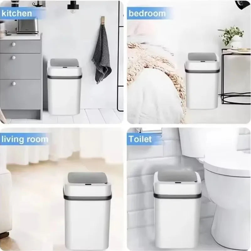 Smart Automatic Trash Can — Household Toilet & Bathroom Waste Basket with Lid, Motion Sensor 2025