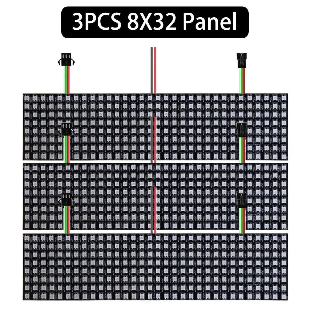 WS2812B RGB LED Pixel Matrix Panel - Individually Addressable Flexible 8×8, 16×16 or 8×32 LED Screen, DC 5V