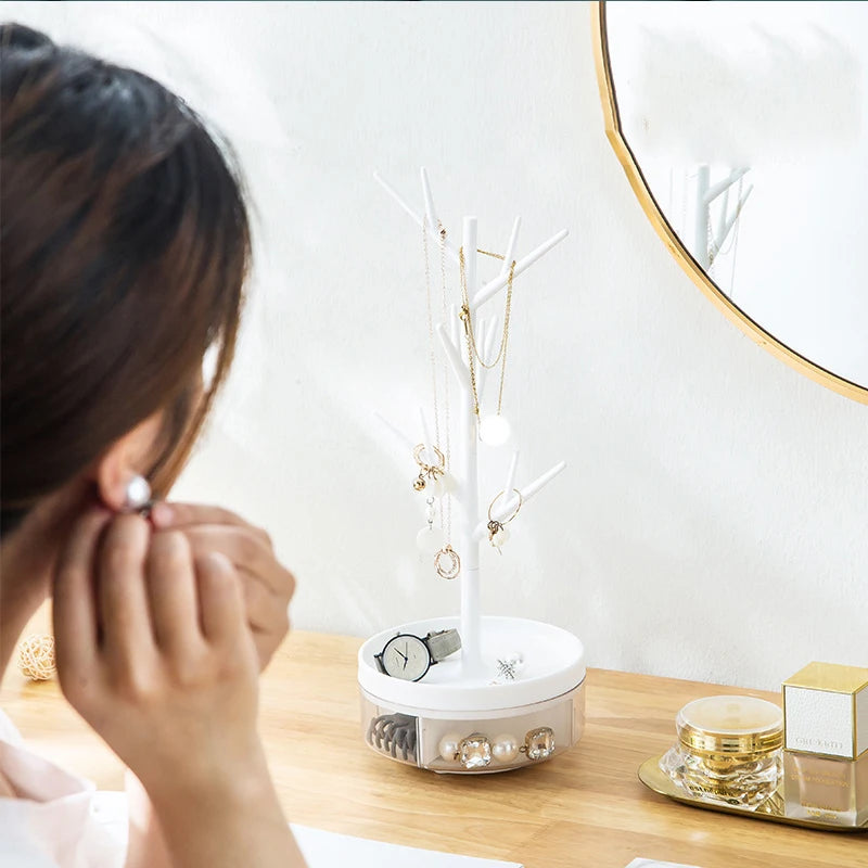 Rotating Jewelry Storage Box – Multifunctional Rack for Jewelry, Watches, Keys, and Creative Necklace and Earring Display Organizer