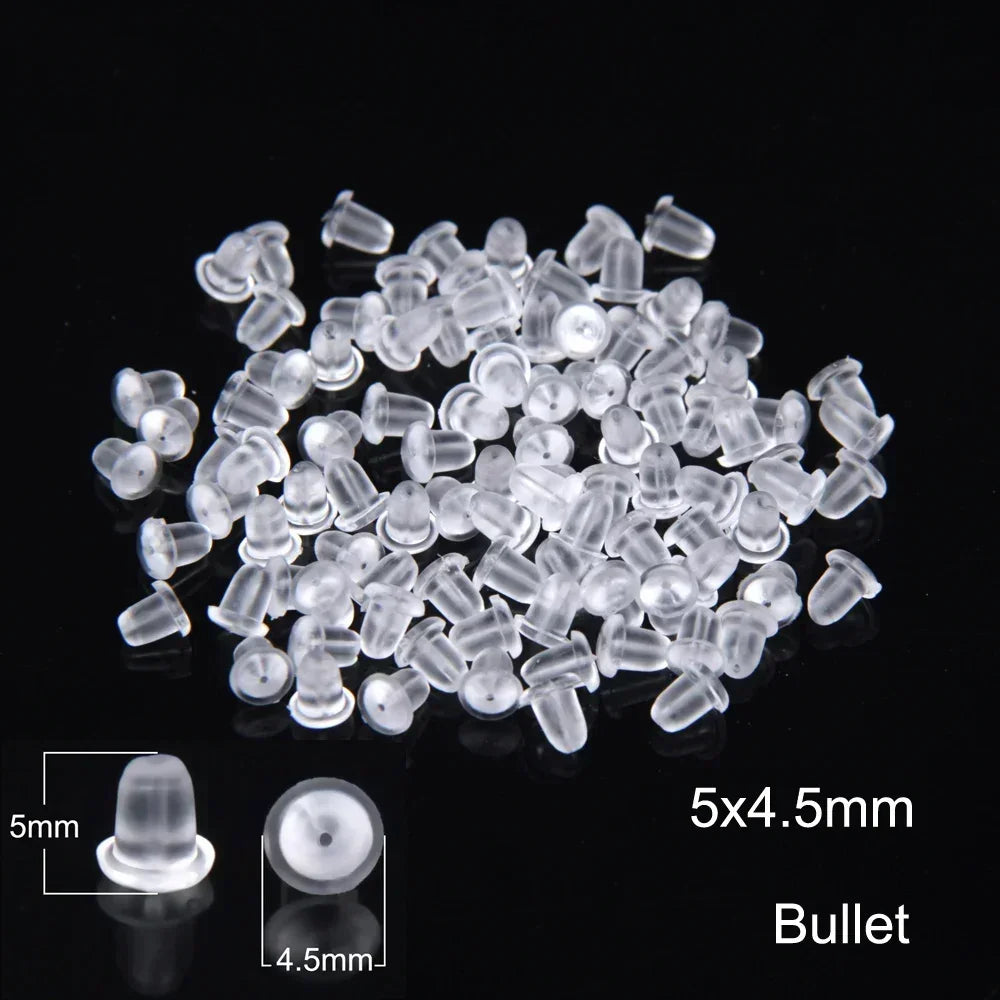 50–2000PCS Soft Silicone Earring Back Stoppers – Clear Rubber Stud Earring Safety Backs, DIY Jewelry Findings Accessories for Secure Fit