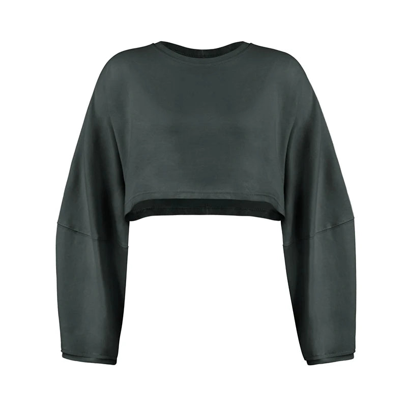 Women’s Sports Crop Top – Long Sleeve Gym & Yoga Workout Fitness Shirt