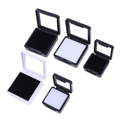 Transparent Glass Lid Gem Storage Box – Jewelry Display Case for Diamonds, Gemstones & Pendants Holder Container