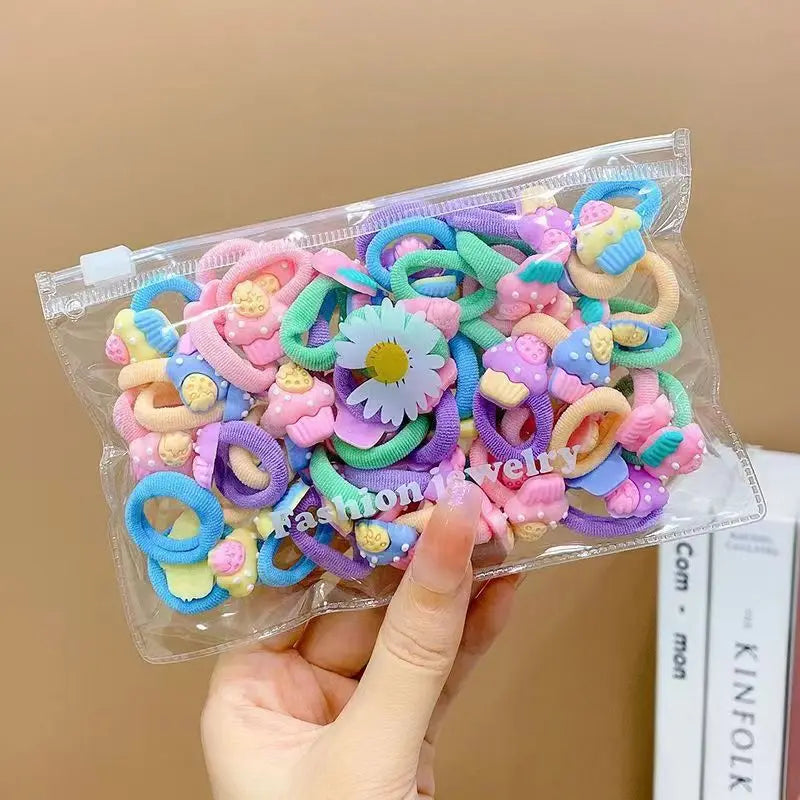 10/20PCS Cute Cartoon Hair Bands – Soft Elastic Scrunchies for Girls & Kids, Gentle on Hair